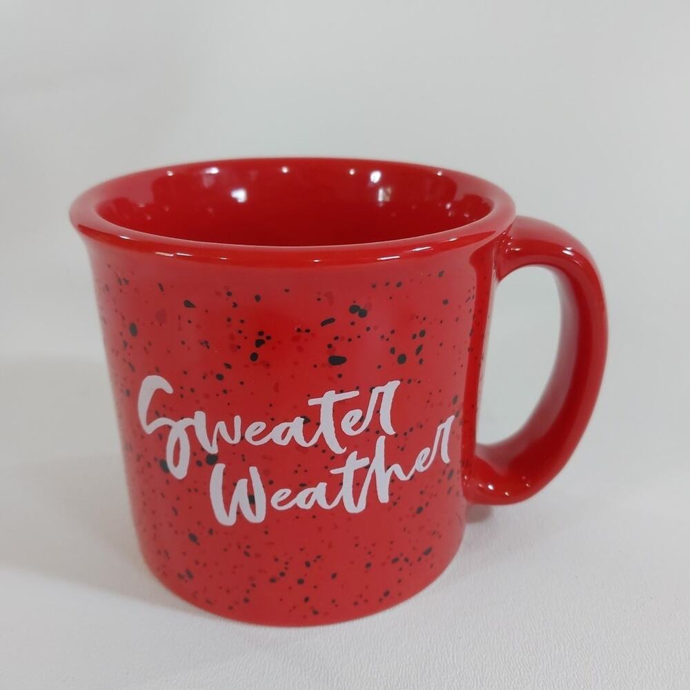 Bright Red Coffee Cup Tea Mug ~ SWEATER WEATHER ~ Modern Gourmet Foods Stoneware